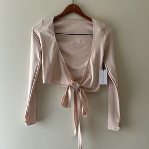 WEWOREWHAT light pink tie-Front Top